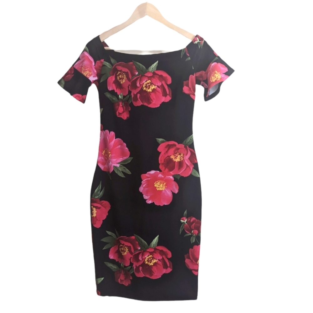 Bell Sleeve Off-Shoulder Floral Bodycon Dress